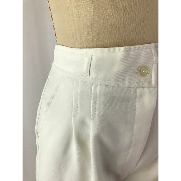 SIZE M Vintage Tapered Leg White Trousers Pants Pleated 1970s - Picture 3 of 6